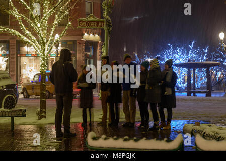 Winter Night in Aspen, Colorado Stockfoto