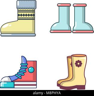 Stiefel Icon Set, Cartoon Stil Stock Vektor