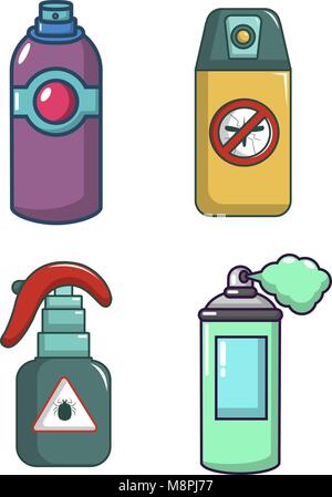 Spray Icon Set, Cartoon Stil Stock Vektor