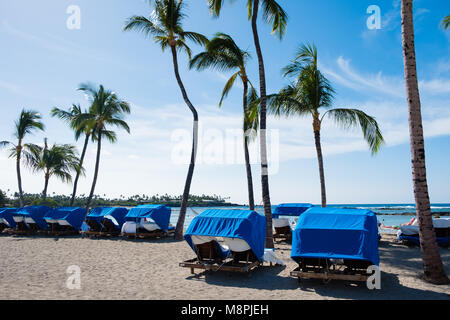 Beach Cabanas Mauna Lani Bay Hawaii Stockfoto