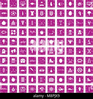 100 gut person Icons Set grunge Rosa Stock Vektor