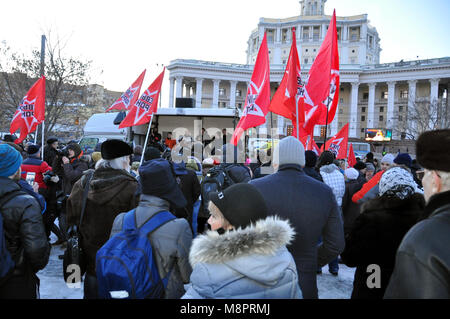 Moskau, Russische Föderation. 19 Mär, 2018. Eine Rallye durch die vordere linke Bewegung organisiert nach der russischen Präsidentschaftswahl 2018 in Suvorovskaya Square, Moskau, Russland, am Montag, 19. März 2018. Credit: Mailand Syrucek/CTK Photo/Alamy leben Nachrichten Stockfoto