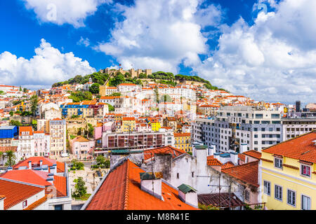 Lissabon, Portugal alte Stadt Skyline. Stockfoto