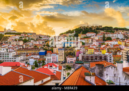 Lissabon, Portugal alte Stadt Skyline. Stockfoto