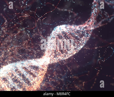 3D-Darstellung. Bunte DNA-Molekül. Konzept Bild einer Struktur des genetischen Codes. Stockfoto