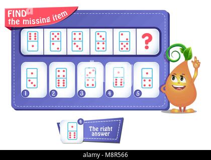 Lernspiel für Kinder und Erwachsene Entwicklung von Logik, iq. Aufgabe Spiel für Kinder, was als Nächstes kommt? Stock Vektor