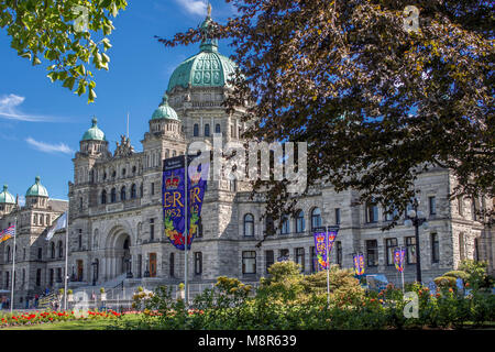 Die British Columbia Parlamentsgebäude in Victoria British Columbia Kanada ist eine touristische Attraktion für die Öffentlichkeit zugänglich und beherbergt die Gesetzgebung Stockfoto