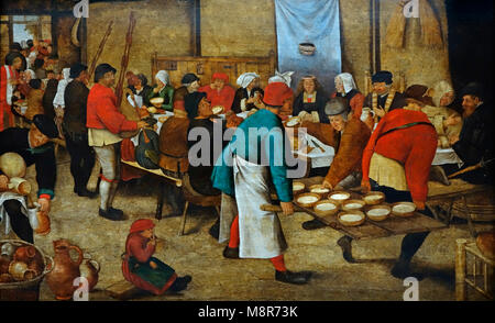 Bauer Hochzeit in einer Scheune aus dem 17. Jahrhundert Öl Malerei von Flämischen Northern Renaissance Maler Pieter Brueghel der Jüngere/Pieter Brueghel der Jüngere Stockfoto