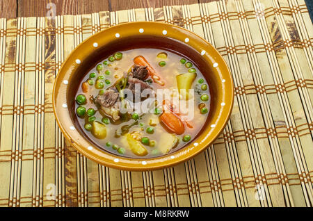 La Sopa de Arroz colombiana - kolumbianischen Reissuppe mit Pulverisiertem Rindfleisch Stockfoto