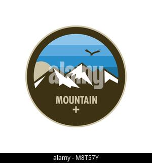 Blue Ice Mountain Adventure Kreis Abzeichen Vector Illustration Graphic Design Stock Vektor