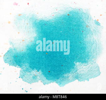 Aquarell Textur splash auf weißem Hintergrund, Aquarell Effekte, Turquoise Green Blue Splash Stockfoto