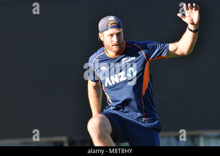 Auckland, Neuseeland. 20 Mär, 2018. Martin Guptillof Mönchsgrasmücken ist in Training im Eden Park in Auckland am 20.März 2018. Ein Testspiel gegen England ist am 22.März geplant. Credit: Shirley Kwok/Pacific Press/Alamy leben Nachrichten Stockfoto