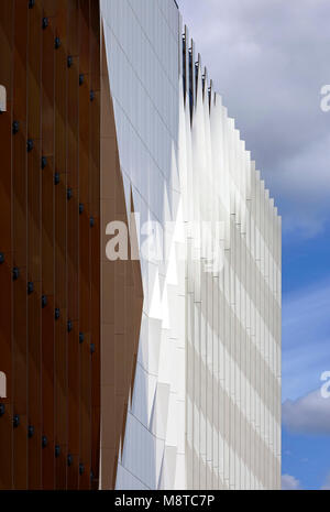 Fassade Detail. 1 Forbury Hotel, Reading, Vereinigtes Königreich. Architekt: Aukett Swanke, 2016. Stockfoto