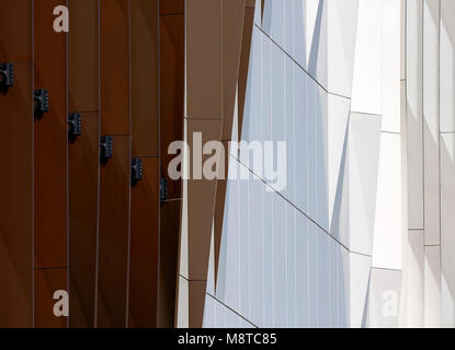 Fassade Detail. 1 Forbury Hotel, Reading, Vereinigtes Königreich. Architekt: Aukett Swanke, 2016. Stockfoto