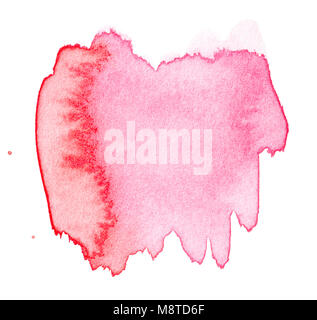 Abstrakt rot Aquarell splash auf weißem Hintergrund Stockfoto