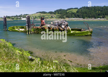 Wrack der Maria D. Hume in der Rogue River, Gold Beach, Oregon Stockfoto