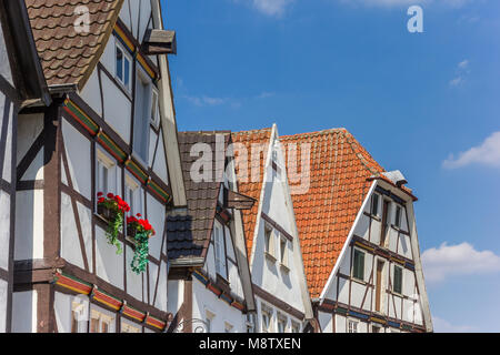 Fassaden von Fachwerkhäusern in Soest, Deutschland Stockfoto