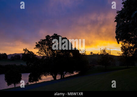 Sonnenuntergang in Moana Roa finden, Karapiro, Neuseeland Stockfoto