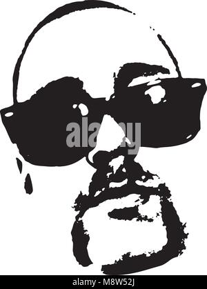Vektor Bild der männlichen Gesicht mit Brille und Bart und Schnurrbart. Stock Vektor