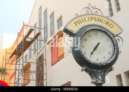 Philipsburg clock Post in Down Down Philpsburg in Sint Maarten genommen Stockfoto