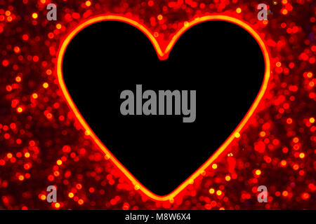 Bunte bokeh Leuchten mit Copyspace Herzform in Zentrum mit Bild zu füllen Stockfoto