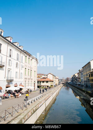 Mailand - Italien-03 12 2014, Navigli, Wasser Kanal verläuft durch die Stadt Mailand, Mailand Navigli sind ein System von Bewässerung und schiffbare Kanäle, Stockfoto