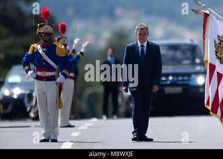 Der kolumbianische Präsident Juan Manuel Santos Besuch der brasilianische Präsident Michel Temer im planalto Palace in Brasilia am Dienstag, 20. (Foto: RICARDO BOTELHO/BRASILIEN FOTO DRÜCKEN) Stockfoto