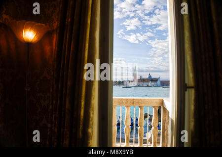 Ein Zimmer mit Aussicht in Venedig, Italien. Stockfoto