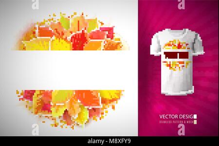 Vektor aquarell Herbstlaub Kranz mit Platz für Text als Muster auf ein T-Shirt. Stock Vektor