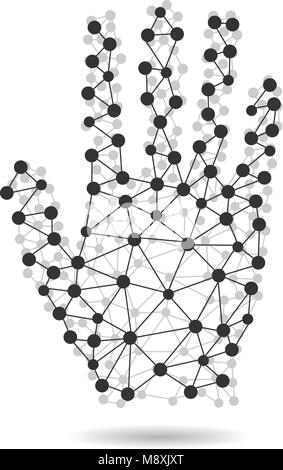 Kreatives Konzept der menschlichen Hand von Molekülen Stock Vektor