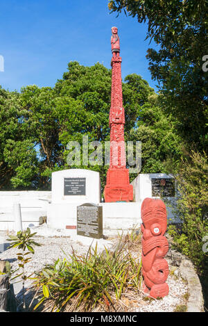 Neuseeland rotorua Neuseeland whakarewarewa Rotorua urupa Friedhof Gräberfeld Memorial tiki Maori neuseeland Nordinsel Neuseeland Ozeanien Stockfoto