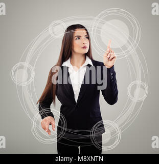 Student Frau und Virtual Display Stockfoto