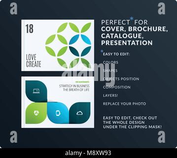 Präsentation. Abstract vector Moderne horizontale Vorlagen mit bunten Kreis Segmente, Blume für Business, Teamarbeit, Tech, Ökologie. C Stock Vektor