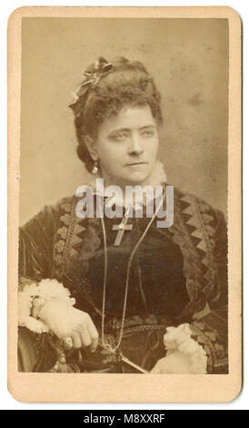 Antike c 1860 carte de visite, Fanny Janauschek. Francesca Janauschek (1829-1904) war ein tschechischer - Stadium Schauspielerin, die in New York City war geboren. Quelle: ORIGINAL CDV Stockfoto