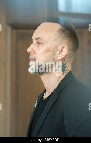 Adam Nergal Darski, Führer der extremen Metal Band Behemoth, in Danzig, Polen. März 19 2018 © wojciech Strozyk/Alamy Stock Foto Stockfoto