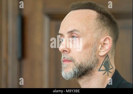 Adam Nergal Darski, Führer der extremen Metal Band Behemoth, in Danzig, Polen. März 19 2018 © wojciech Strozyk/Alamy Stock Foto Stockfoto