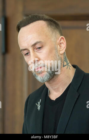 Adam Nergal Darski, Führer der extremen Metal Band Behemoth, in Danzig, Polen. März 19 2018 © wojciech Strozyk/Alamy Stock Foto Stockfoto