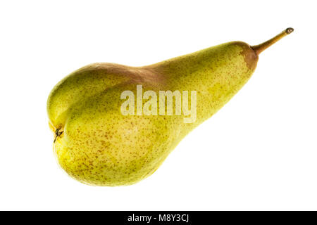Leuchtend gelbe Birne auf weißem Hintergrund Stockfoto