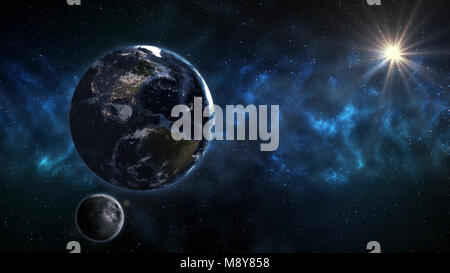 Der Erde in den Weltraum mit einem wunderschönen Sonnenaufgang. Elemente dieses Bild von der NASA eingerichtet. Stockfoto