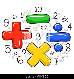 Abbildung: Mathematische Symbole und Zahlen Stockfoto
