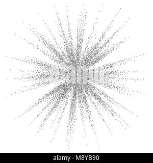 Technologie Dot Partikel Hintergrund Vektor. Mehrere Plasma platzen. Dynamische Big Data Array. Halbton Wirkung. Power Digital Grid Abbildung Stock Vektor