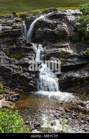 Treffen der drei Gewässer Wasserfall von der A82 Road in der Nähe von Glencoe, Hochland, Schottland, Großbritannien Stockfoto