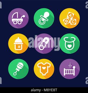Babymaterial Symbole flache Design Kreis Stock Vektor