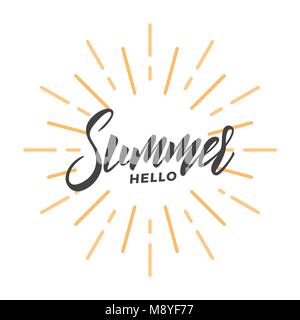 Sommer. Bürste Schriftzug design Hallo Sommer. Trendy Sommer Typografie Stock Vektor