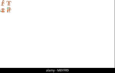 Abbildung: vier Kaninchen mit Karotte auf weißem Hintergrund Stock Vektor