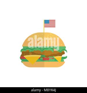 Leckere Burger mit USA-Flagge Stock Vektor