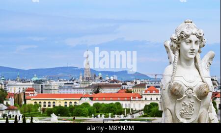 Sphinx auf Schloss Belvedere in Wien, Österreich Stockfoto