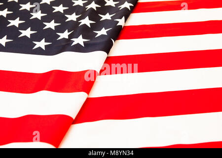 Amerikanische Flagge. Reines Leinen Stoff Flagge sorgfältig gefaltet. Stockfoto