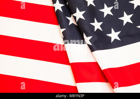 Flagge der Vereinigten Staaten. Reines Leinen Stoff Flagge sorgfältig in ein paar Drehungen gefaltet. Stockfoto