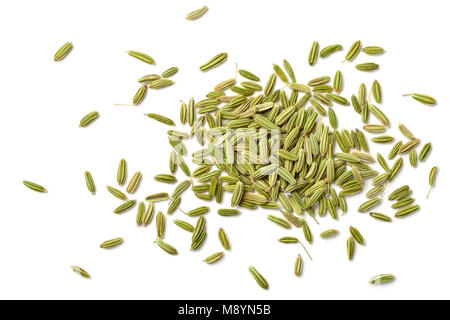 Fenchel Samen auf weißem Hintergrund getrocknet Stockfoto